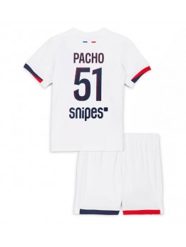 Billige Paris Saint-Germain Willian Pacho #51 Bortedraktsett Barn 2025-26 Kortermet (+ Korte bukser)